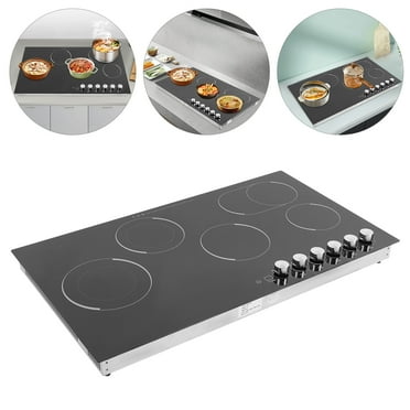 110V Modern Black Electric Cooktop Electric Stovetop 5 Burners Electric Cooktop for Homes, Restaurants