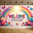 thumbnail image 4 of LUUFILx Welcome Banner Rainbow Theme Classroom Decor Colorful Backdrop Inspirational School Sign Office Decoration Positive Message Event Background, 4 of 9