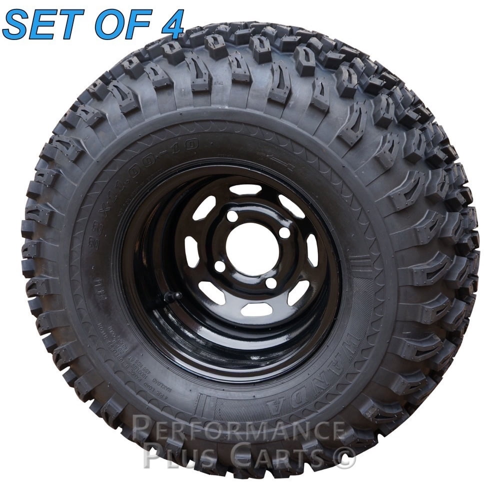 Lifted Golf Cart Tire and Wheel Combo, 10" Wheels with 22" Tires Set of 4