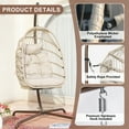 thumbnail image 6 of RADIATA Outdoor Egg Swing Chair with Stand, 350lbs Heavy-Duty Wicker, Comfy Thick Cushion, for Balcony, Patio, Bedroom, Indoor Use, Beige, 6 of 8
