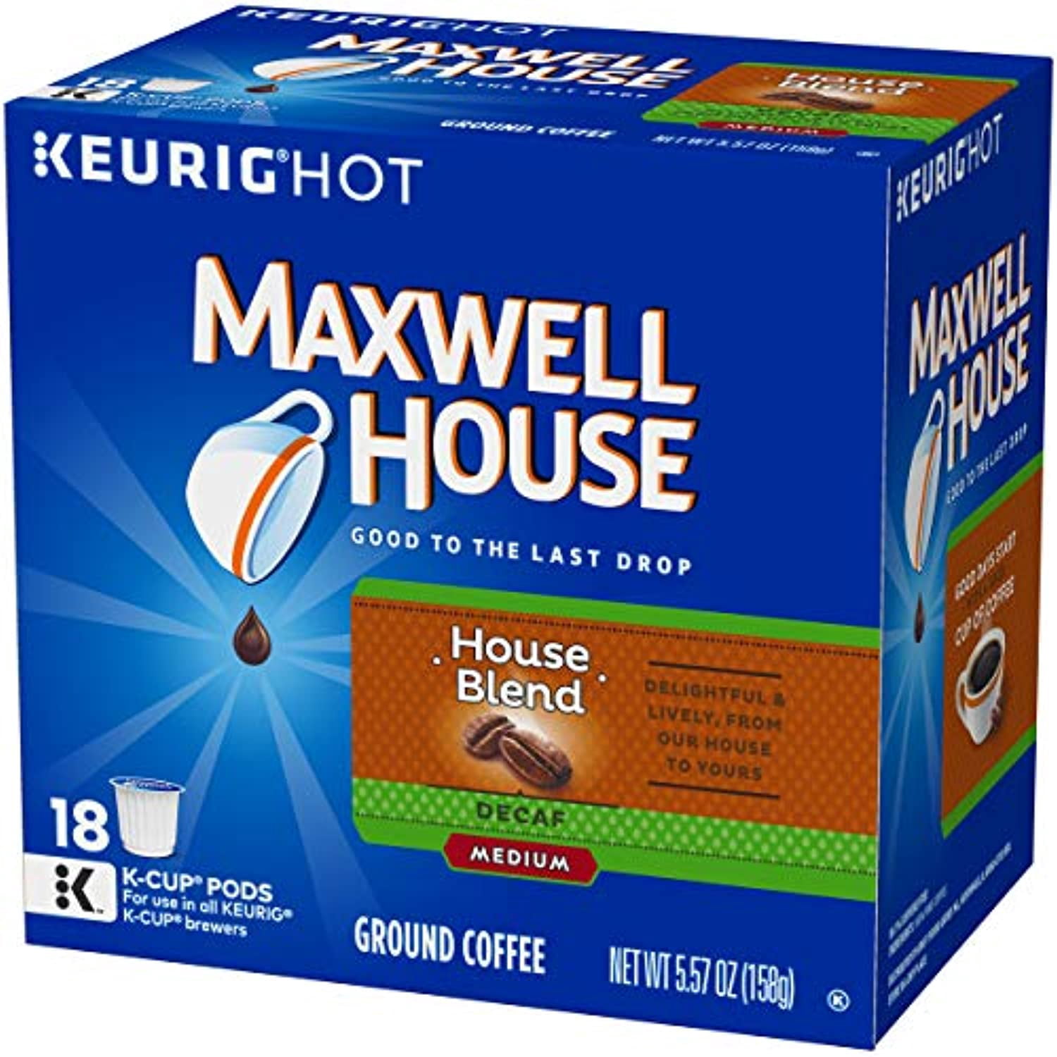 Maxwell House Decaf House Blend Medium Roast K-Cup Coffee Pods (72 Pods, 4 Packs Of 18)