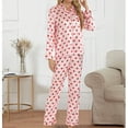 thumbnail image 5 of Pajamas for Women Trendy Long Sleeve Shirt Pants 2 Piece Women Pjs Sets,A2-Pink,M, 5 of 7