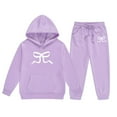 thumbnail image 3 of Hienoo Toddler Girl's Outfit Sets Bow Print Pullover Hoodie and Sweatpants 2Pcs Sweatsuit, 3 of 3