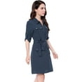 thumbnail image 3 of INSPIRE CHIC Robe Chemise à Manches Retroussables Multi-Poches avec Ceinture pour Femmes, 3 of 6