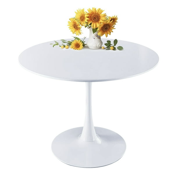 Enyopro 42 2 Round Tulip Table In White Mid Century Modern Dining With Top And Pedestal Base Conference Desk Leisure Coffee Seat For 4 6 Max Loading 220lbs K2047 Com Enyopro 42 2 Round Tulip Table In, Modern White Round Pedestal Dining Table