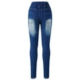 thumbnail image 3 of CPNG Girls Skinny Ripped Jeans Elastic High Waisted Stretch Slim Fit Distressed Jeans Skinny Denim Pants(Dark Blue,6-7 Years), 3 of 8