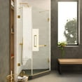 thumbnail image 2 of Fine Fixtures Shower Enclosure Neo Angle Frameless Tempered Glass 42" W X 74" H Satin Brass Finish, 2 of 11