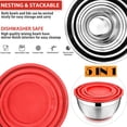 thumbnail image 4 of Walchoice Mixing Bowls with Lids Set of 5, Stainless Steel Nesting Bowls for Baking Serving Preparing, Include 7/3.5/2.5/2/1 QT Metal Bowls - Red, 4 of 7