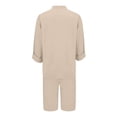 thumbnail image 4 of QIYAGBSA 2 Piece Sets for Women with 3/4 Sleeve Notched Neck Top and Bermuda Shorts Relaxed Fit Summer Vacation Outfit (Beige S), 4 of 4