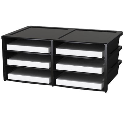 LITERATURE ORGANIZER QUICK STACK 6 COMPARTMENT BLACK