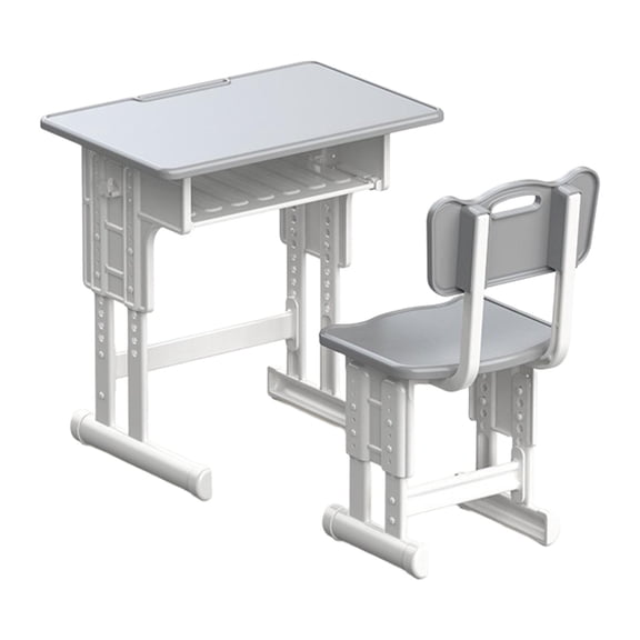 Juego de escritorio y silla para casa de muñecas Muebles para casa de muñecas 1/12 Muebles para casa de muñecas Mini Gris