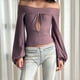 thumbnail image 2 of Camisetas de talla grande,Blusa hueca de verano para mujer, color liso, con mangas farol, de poliéster, ideal para el hogar, sopatenor, 2 of 9