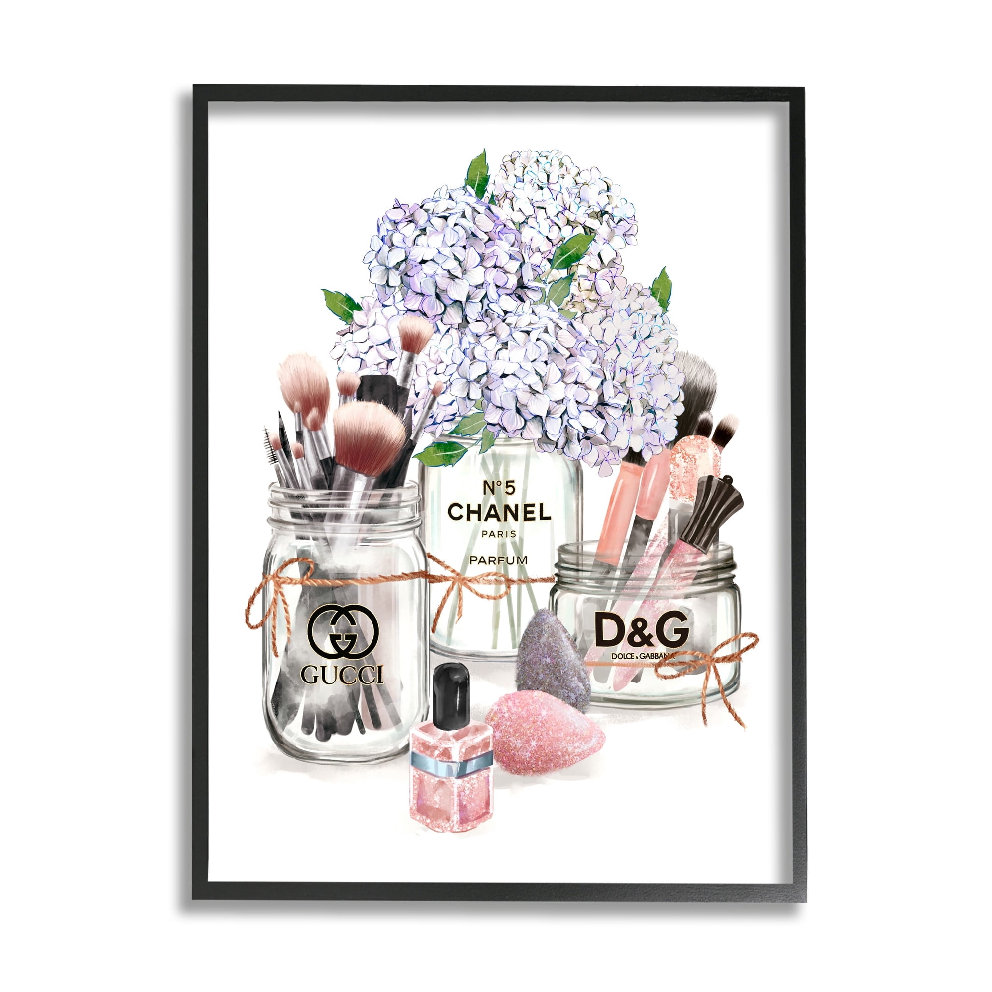 Stupell Industries Glam Makeup Collection Floral Hydrangea Bouquet Designer Perfume , 16 x 20, Design by Ziwei Li