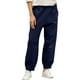 thumbnail image 4 of Gibobby Pantalones tipo cargo para mujer Parche Pantalones de mujer Overol Cintura Elástica Bolsillo de mujer Pantalones casuales Pantalones(Azul oscuro,M), 4 of 5