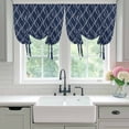 thumbnail image 5 of Tie Up Curtains for Windows Abstract Sea Waves Lines Valance Adjustable Balloon Curtain Navy Blue Petal Pattern Tie Up Shades for Kitchen Living Room Bedroom Privacy Curtain Drape 34x45 Inch, 5 of 9