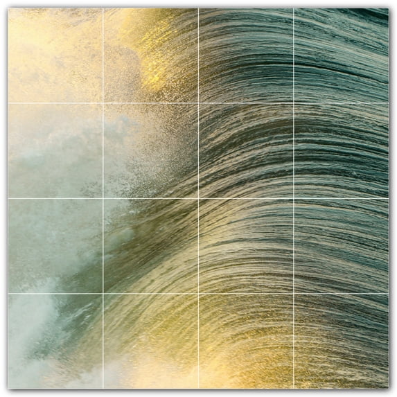 Picture-Tiles.com: Waves Ceramic Tile Wall Mural WAL501160-44M. 24"W x 24"H using (16) 6" x 6" Ceramic Tiles-Satin Finish