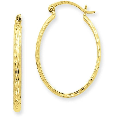 Core Gold - 14kt Yellow Gold Lightweight Diamond-Cut Oval Hoop Earrings ...