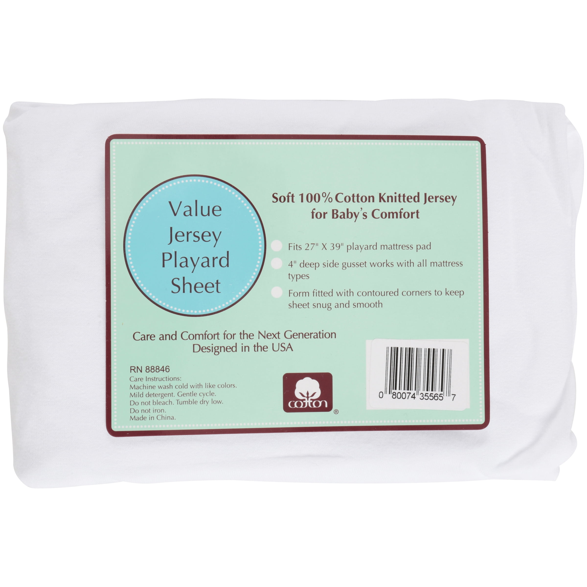 TL Care 100% Natural Cotton Fitted Pack and Play Sheet 39" x 27" - Soft & Breathable Pack N Play Sheet for Playpen, Playard & Mini Crib Mattress, White, for Boys & Girls