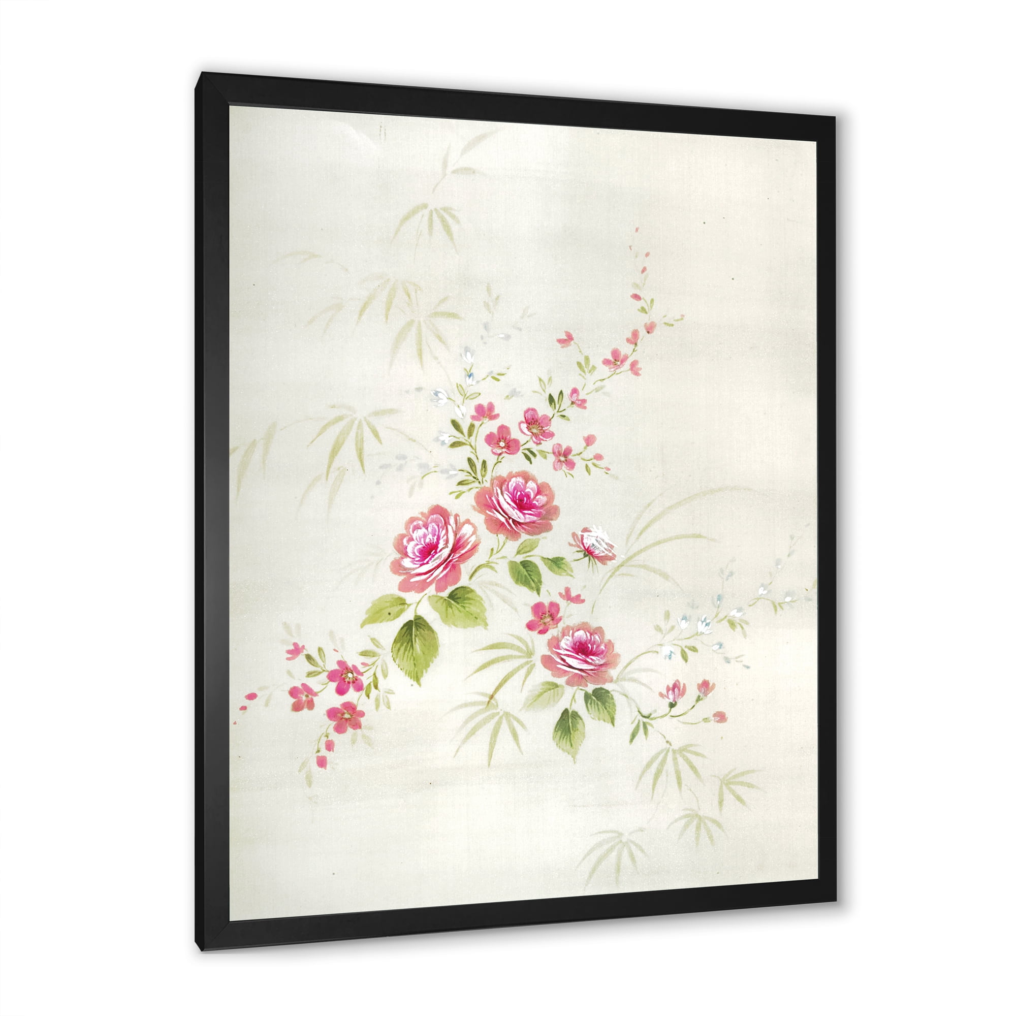 Designart 'Abstract Retro Drawing of Flowers II' Vintage Framed Art Print
