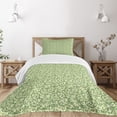 thumbnail image 3 of Ambesonne Green Quilted Bedspread Set 2 Pcs, Curly Ornate Leaf Damask, Twin Size, Pale Green Fern Green, 3 of 6
