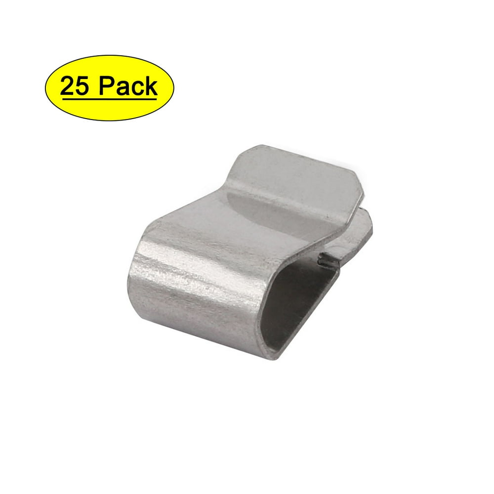 25pcs 21mmx12mm 304 Stainless Steel U Clip Silver Tone for 3.5mm Pipe