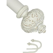 1" Curtain Rod with Albert Finials - 28" to 48", Weathered White