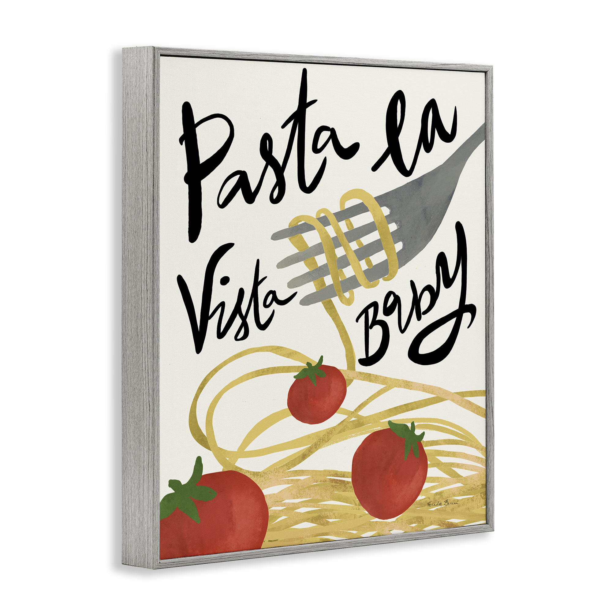 Stupell Industries Pasta La Vista Food & Beverage Painting Gray Framed Art Print Wall Art, 24 x 30
