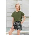 thumbnail image 6 of Arshiner Cool Girls Camouflage Tie Dye Hoodie Outfits Short Sleeve Pullover Crop Tops and Short Pants for Kids, 6 of 7