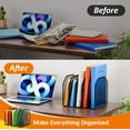 thumbnail image 7 of Desk File Organizer, Adjustable 5 Sections Upright Desktop Organizer File Sorter, Sturdy Metal Mesh Vertical Bookshelf File Holder Workspace Accessories for Home,School,Office Classroom,Black, 7 of 7