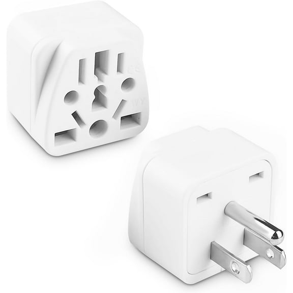 2 Pack European to US Plug Adapter,UK to US Plug Adapter, Universal to US Travel Plug Adapter
