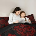 thumbnail image 5 of jejeloiu Baroque Floral Full Size Comforter Sets,Damask Flower Print Bedding Comforter Set,Red Black Bedding Sets For Adults,Ultra Soft Bedroom Decoration Reversible,3-Piece, 5 of 8
