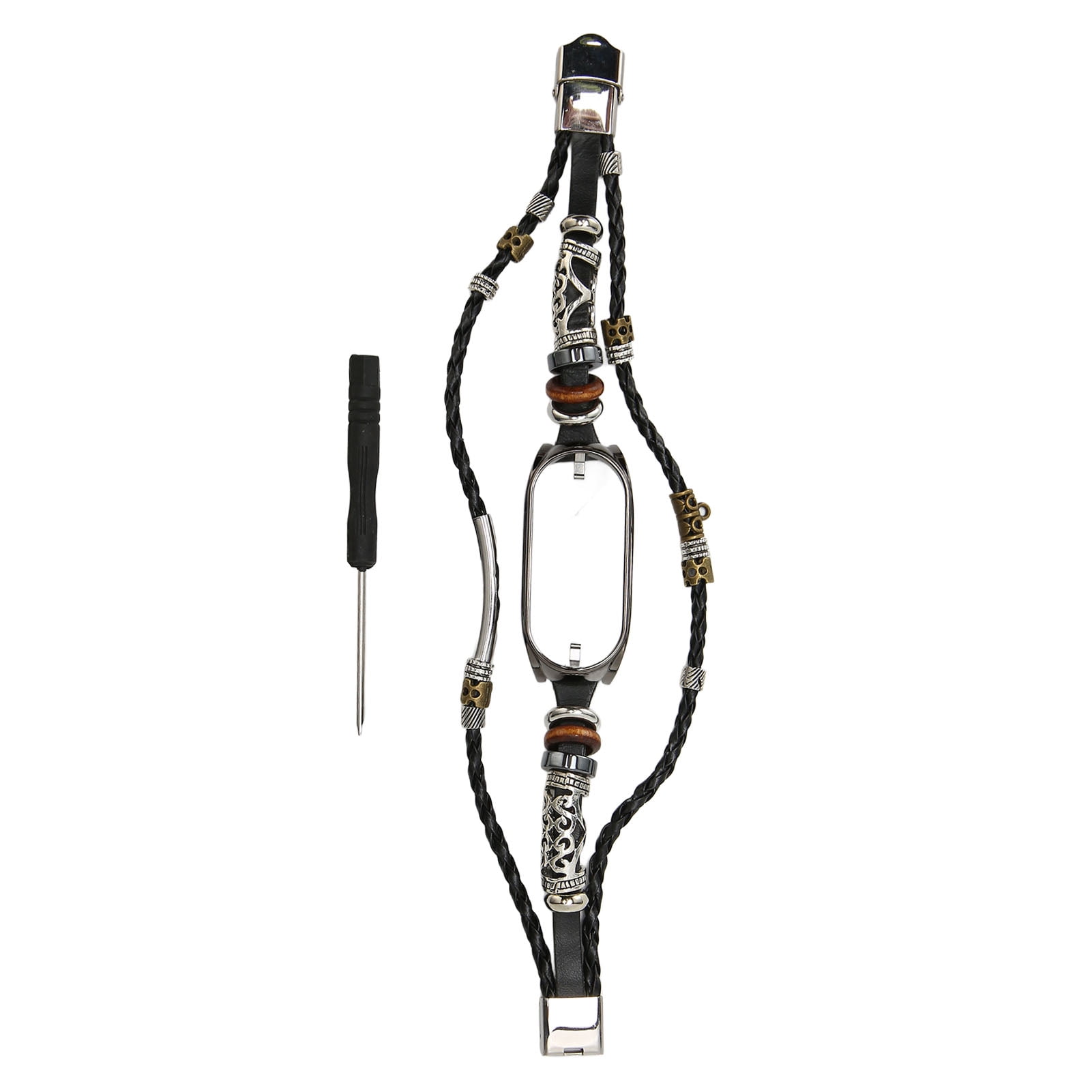 アクセサリー Mi MAYUJIAA for Xiaomi Mi Band 7 Leather Strap Metal Snap Retro DIY