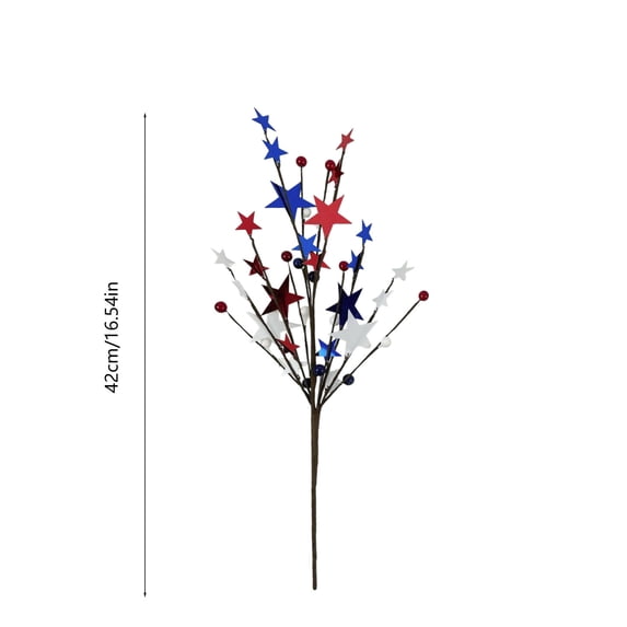 AZXY 4th of July Decorations Red White Blue Artificial Berry Stems Picks, Flexible Plastic Branch Cuttings, Patriotic Floral Picks for Indoor Table Vase Fireplace Door Party Decor Supplies