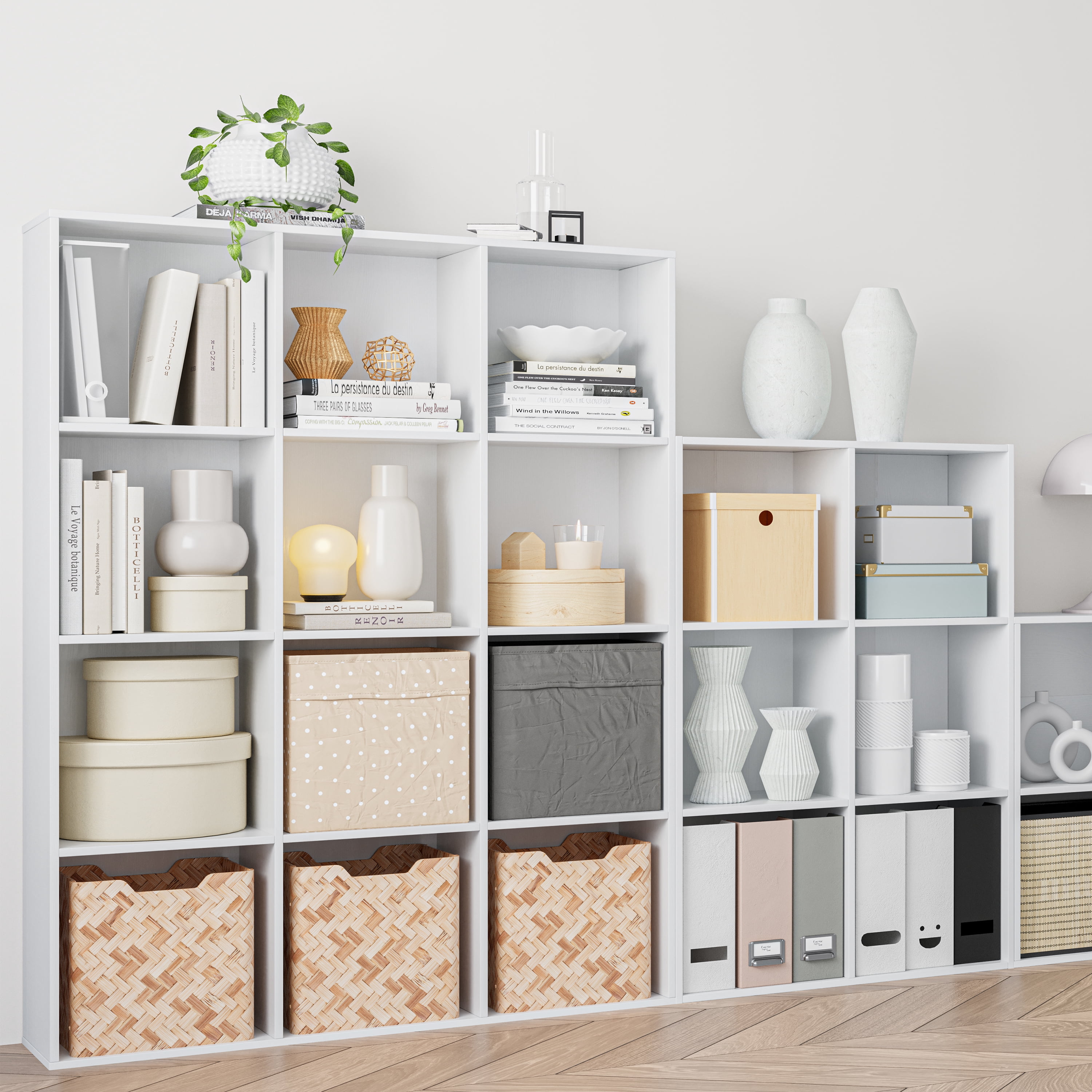 Anhdah 9 Cube Storage Organizer, Cube Bookcase Closed Back Panel Bedroom, Living Room, Home Office, Closet Bookshelves White
