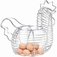 thumbnail image 3 of Metal Wire Egg Baskets for Eggs, Chicken Shaped Egg Holder, Rustic Round Baskets Gathering Egg with, 3 of 5