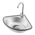 thumbnail image 6 of HOHOBLA Single Triangle Wash Basin Corner Sink Mini Bar Sink Stainless Steel w/ Faucet, 6 of 20