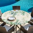 thumbnail image 6 of Green Eucalyptus Leaves Round Tablecloth, Fitted Table Cover with Elastic for 55"-60" Round Tables, Spring Daily Flowers Plants Beige Table Cloth Outdoor Indoor Dinning Party Waterproof Tablecloths, 6 of 7