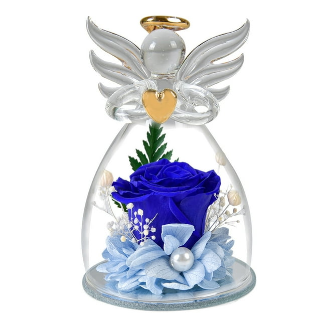 Rosa de cristal con forma de ángel eterno, regalo navideño, decoración de rosas para amigos y familiares, regalos de cumpleaños