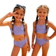 thumbnail image 3 of CCRFTGI Girls Swimsuit Size 7 2 Piece Set Swim Vacation Bikinis Beach Holiday Girls Bathing Suit Summer Cute Plaid Girls Fashion Swim Suit Kids Bikini Swimwear Purple 7-8 Years, 3 of 9