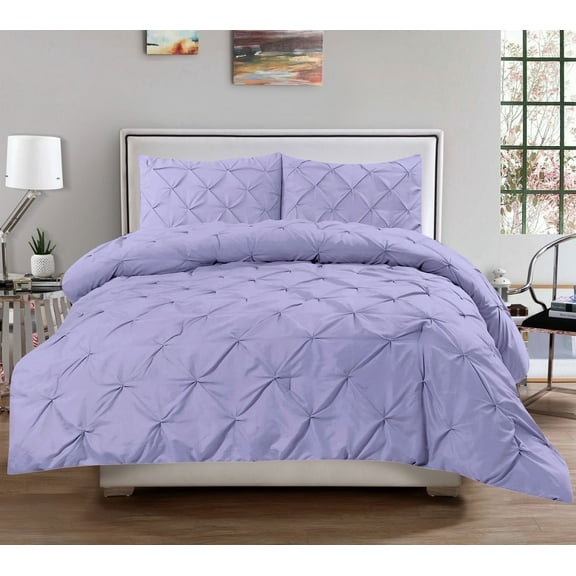 Comforter & Pillow Sham Set - Hudson 3 PC Pinch Pleat Pintuck Solid Polyester