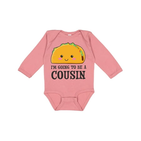 

Inktastic Im going to be a Cousin with Taco Illustration Gift Baby Boy or Baby Girl Long Sleeve Bodysuit