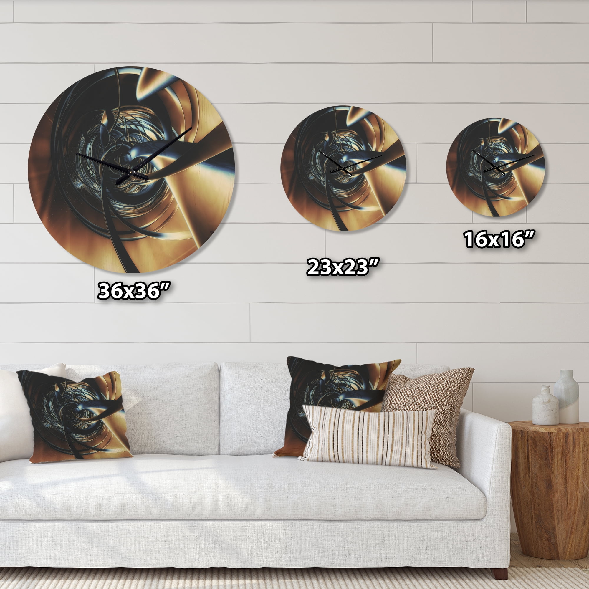 Designart 'Tangled Center Fractal 3D' Modern Wood Wall Clock