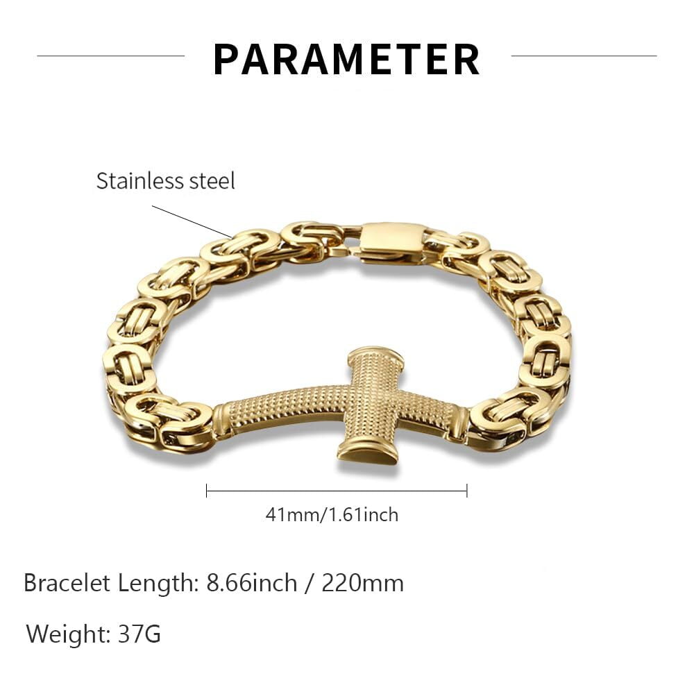 Inpasne Cross Bracelet for Men 316L Stainless Steel Religious Christian Chain Bracelet Jewelry Gifts for Men