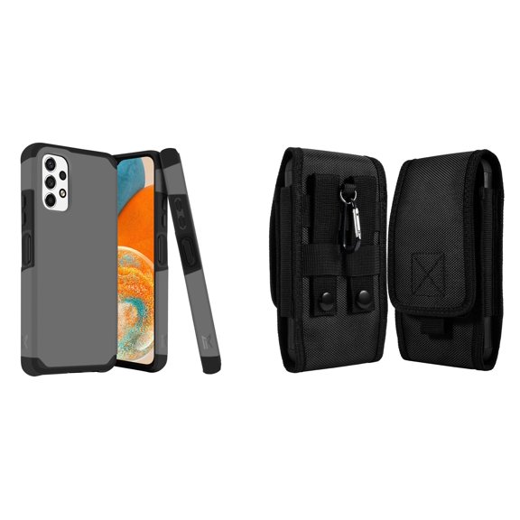 MK Armor Case for Samsung Galaxy A23 5G and Belt Holster Pouch - Gray