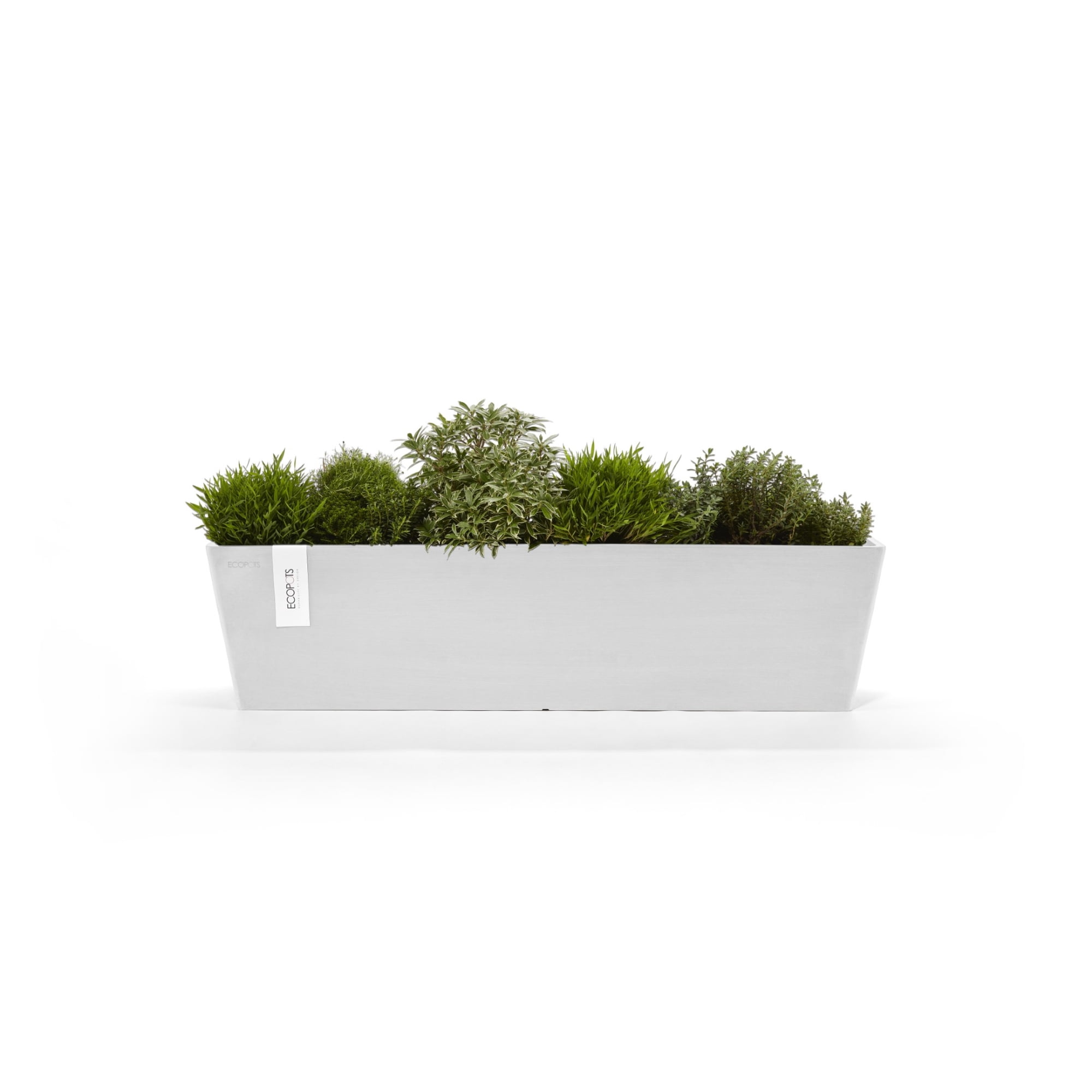 Ecopots Bruges Durable Modern Rectangular Indoor/Outdoor Recycled Based Composite Flower Pot Planter, Pure White, 31.5"