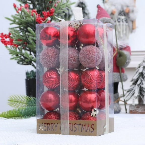 Cheapark 30PCS 1.5in Mini Christmas Ball Ornaments - Vibrant Assorted Colors, Tiny Hanging Accents for Xmas Tree & Holiday Displays