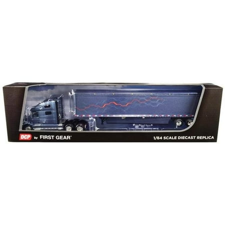 First Gear 60-0645 Volvo VNL 760 High-Roof Sleeper Cab with 53 ft. Trailer & Skirts Smoky Mountain Blue Metallic 0.16 0.4 Diecast Model