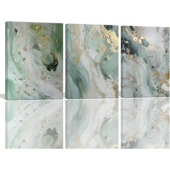 Sage Green Decor - Abstract Wall Art Canvas Prints Emerald Green Bathroom Decor Wall Art for Bedroom Abstract Artwork for Home Walls Abstract Ink Painting Wall Decorations（Only canvas）