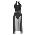 thumbnail image 6 of YONGHS Women Lyrical Modern Ballet Leotard Sleeveless Dance Costume Sheer Mesh Split Flowy Dress Black L, 6 of 7