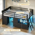 thumbnail image 5 of Afuhokles Low Loft Bed Twin Size with 7 Storage Drawers, Bookcase and LED Lights, Black, 5 of 5